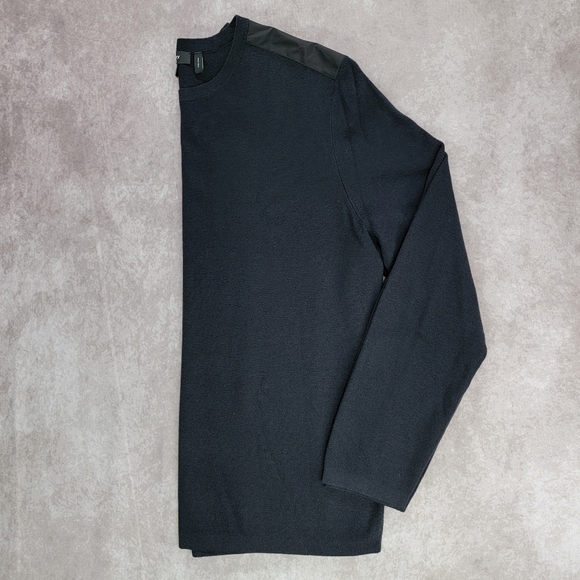 Theory Men's Black Wool Blend Crew Neck Pullover Sweater